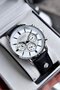 Men's Wristwatch 3 Atm Waterproof Black Color Leather Strap Gift Special Box Hme2044C6