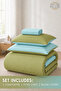 Stripe Reversible Comforter Set- Ultra Soft Microfiber Fabric, Soft Siliconized Fiber Filling - 4