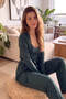 Emerald Mini Point Patterned Bamboo Women's Pajama Set with Dressing Gown - 4