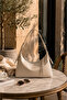 Women's Cream Lined Hand and Shoulder Bag - 2