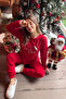 Christmas Patterned Plush Fleece Pajama Set - 5