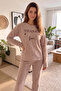 Coffee Thanks Patterned Plush Polar Pajama Set - 6