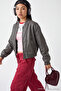 Anthracite Distressed Detail Faux Leather Bomber Jacket Coat TWOAW24MO00278 - 4