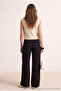 Siyah Wide Leg/Geniş Paça Yanları Düğmeli Dokuma Kumaş Pantolon TWOSS20PL0398 - 8