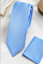 Men's Maya Blue Handkerchief Tie Slim Cut Tie with Gift