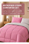 Stripe Reversible Comforter Set- Ultra Soft Microfiber Fabric, Soft Siliconized Fiber Filling - 3