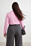 Pink Lycra Combed Cotton Single Jersey Knitted Plus Size Blouse - 5