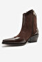 Loel Brown Suede Brown Patterned Women's Thick Heeled Western Boots - 6