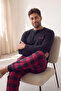 Black Sleep Man Patterned Stylish Men's Long Sleeve Pajama Set - 4