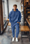 Indigo Regular /Rahat Kesim Kapüşonlu Nakışlı İçi Polar Sweatshirt Eşofman Takım TMNAW24EM00000 - 2