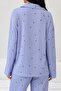 Blue Floral Patterned Belmando Woven Long Sleeve Buttoned Pajama Set - 4