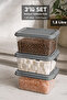 3 Pieces 1.8Lt Elora Organizer Box - Lockable Lid Kitchen Organizer Food Storage Container Gray