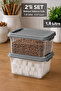 2 Pieces 1.8Lt Elora Organizer Box - Lockable Lid Kitchen Organizer Food Storage Container Gray