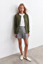 Khaki Crew Neck Buttoned Knitwear Cardigan Vs01640 - 3