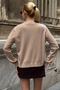 Beige Crew Neck Buttoned Knitwear Cardigan Vs01640 - 5
