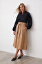 Women's Black Prevailing Collar Button Front Balloon Sleeve Textured Wrap Shirt Blouse Alc-X11872 - 5