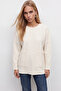 Ecru Oversize Sweater for Women - Crew Neck, Reverse Stitching, Pocket Detail, Seasonal Alc-X12642 - 4