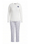 White Line and Ribbon Patterned Soft Buttoned Winter Waffle Knitted Pajama Set Thmaw27Pt00226 - 4