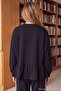 Siyah Kalın İçi Polarlı Düğme Detaylı Dik Yaka Peplum Regular Kalıp Örme Sweatshirt TWOAW27SW00015 - 3
