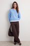Wardrobe Essentials Bebe Mavisi Yünlü Basic Geniş Kalıp Özel İplikli Triko Kazak TWOAW26KZ00072