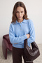 Wardrobe Essentials Bebe Mavisi Yünlü Basic Geniş Kalıp Özel İplikli Triko Kazak TWOAW26KZ00072 - 4