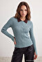 Wardrobe Essentials Mint Premium Özel İplik Polo Yaka Triko Hırka TWOAW26HI00225