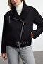 Siyah Oversize Kemerli  Mont TWOAW25MO00121