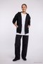 Women's Oversize Wide Cut 100% Cotton Hooded Zippered Pocket Black Sweatshirt - 2