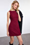 Bordo A-Kesim Mini Dokuma Elbise TWOAW25EL00192 - 2