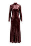 Bordo Sırt Dekolteli Shift/Düz Kesim Maxi Örme Payet Abiye & Mezuniyet Elbisesi TPRAW27AE00025 - 5