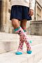 Girl's Dog Patterned Knee Socks Pink