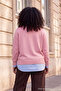 Wardrobe Essentials Pembe Çizgi Detaylı Mevsimlik İnce Triko Kazak TBBAW27AN00033 - 4