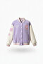 Girl's Süzene Embroidered Snap-Front Bomber College Jacket Lilac - 4