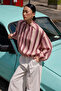 Colorful Fuchsia Striped Slim Oversize Jacket Twoaw27Ce00067 - 3