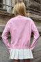 Pink Crew Neck Buttoned Knitwear Cardigan Vs01640 - 5