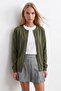 Khaki Crew Neck Buttoned Knitwear Cardigan Vs01640
