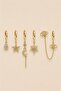 Women's Gold Color 6-Piece Zircon Stone Figured Hoop and Stud Earring Set – Model Options Available