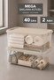 2-Piece 40Lt Large Size Storage Box - Lockable Lid Elora Multi-Purpose Organizer Beige