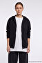 Women's Oversize Wide Cut 100% Cotton Hooded Zippered Pocket Black Sweatshirt - 4