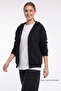Women's Oversize Wide Cut 100% Cotton Hooded Zippered Pocket Black Sweatshirt - 3