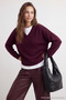 Wardrobe Essentials Bordo Basic Geniş Kalıp Yumuşak Dokulu  Triko Kazak TWOAW26KZ00091