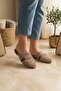 Women's Closed-Front Straw Slippers Tan Lace Knitted Embroidered Dowry Daily Slippers - 3