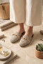 Women's Closed-Toe Woven Slippers Beige Lace Knitted Embroidered Dowry Daily Slipper - 4