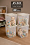 4-Piece Deep Toy Box - Organizer with Locking Lid Baby Kids Toy Storage Box 30Lt Beige