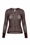 Kahverengi Düz Transparan Fitted/Vücuda Oturan Triko Bant Detaylı Örme Bluz TWOAW27BZ00316