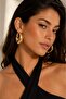 Women's Yellow Steel Loop Hoop Earrings - Thick Yellow Gold Earrings