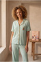 Women's Istanbul Series Train Patterned Premium Boxed Pajama Set Green - 3