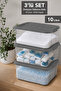 3-Piece 10Lt Lockable Lid Organizer - Elora Bathroom Organizer Tablet Detergent Storage Box Gray