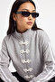 Gri Melanj Kalın İçi Polarlı Fermuarlı Çin Düğmeli Oversize Örme Hırka/Sweatshirt TWOAW27SW00072 - 4