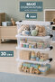 4-Piece Toy Organizing Box - Storage for Items with Locking Lid Baby Room Organizer 30Lt Transparent